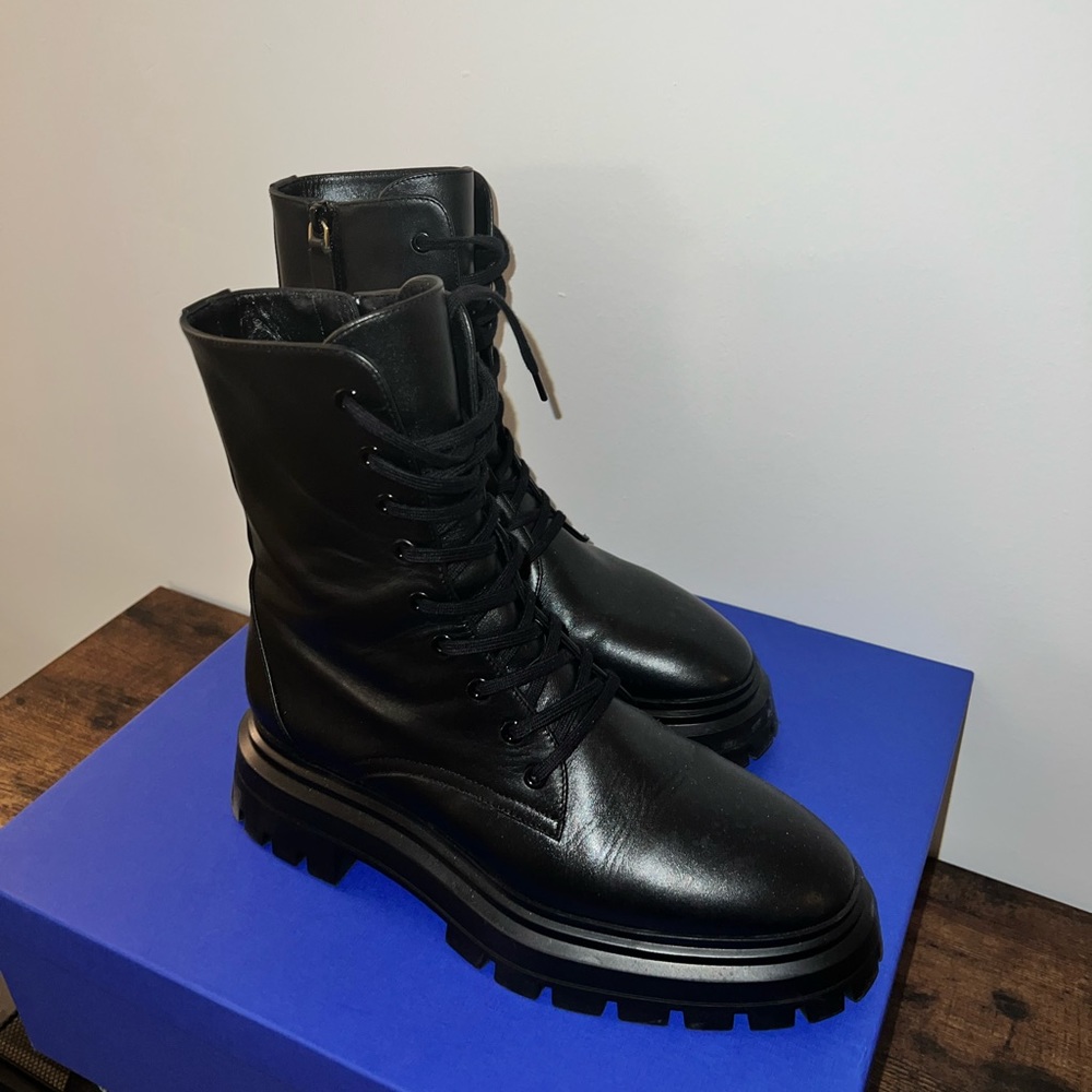 Stuart Weitzman Bedford Sleek Lace Up Boots
